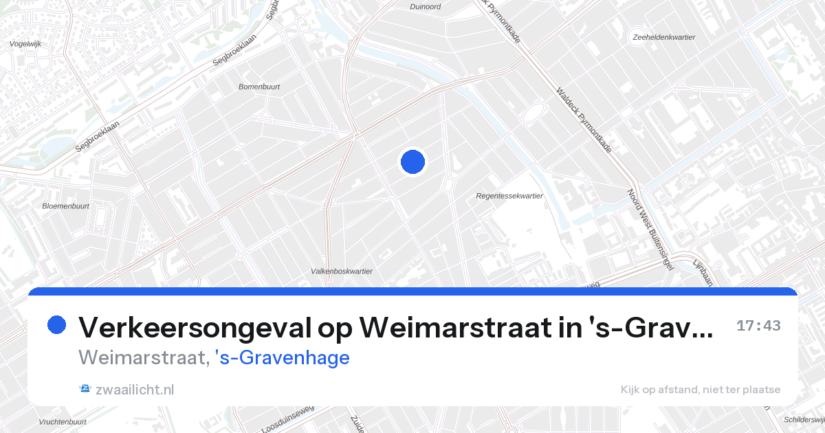 Verkeersongeval op Weimarstraat in 's-Gravenhage — 28 aug 2026