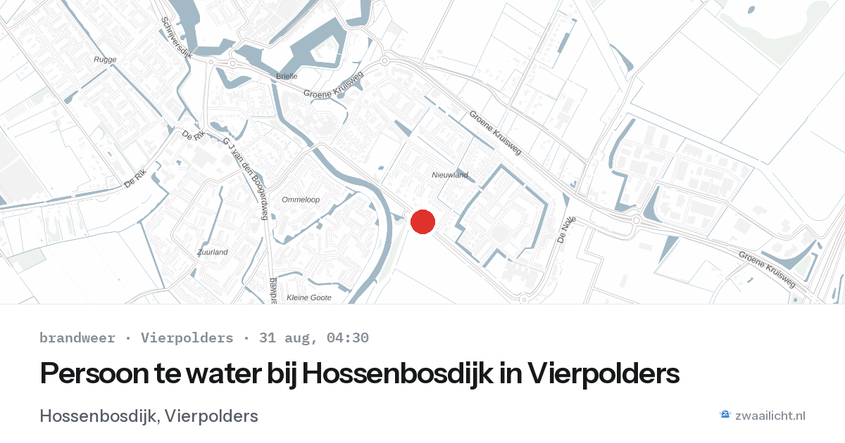 Persoon te water bij Hossenbosdijk in Vierpolders — 31 aug 2026