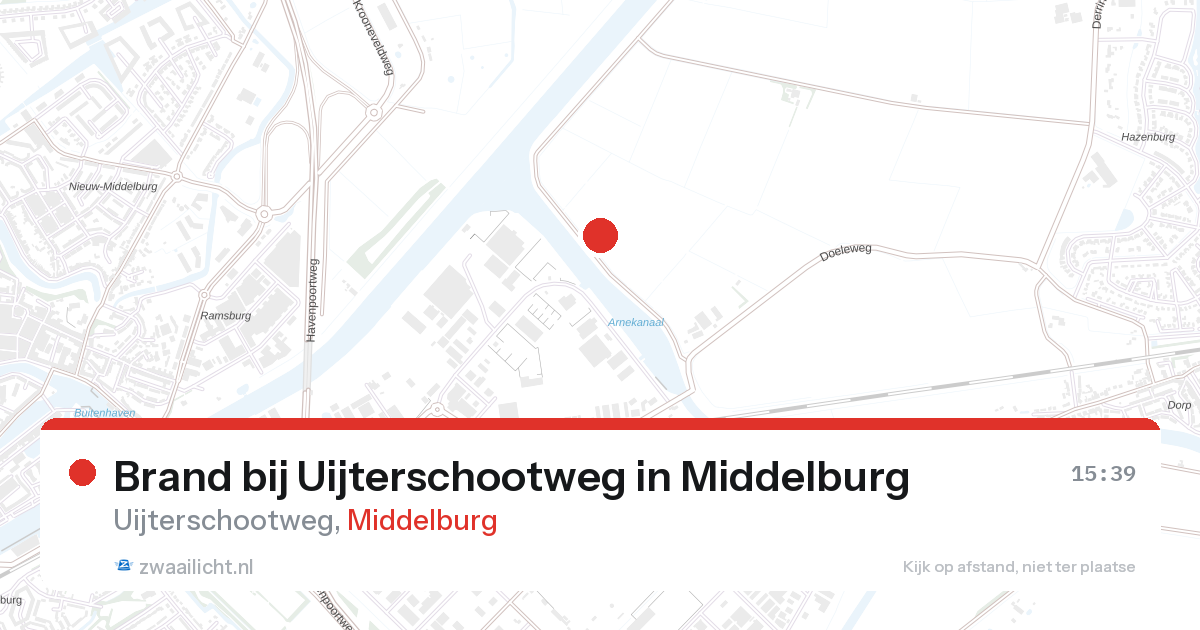 Brand bij Uijterschootweg in Middelburg — 28 aug 2026