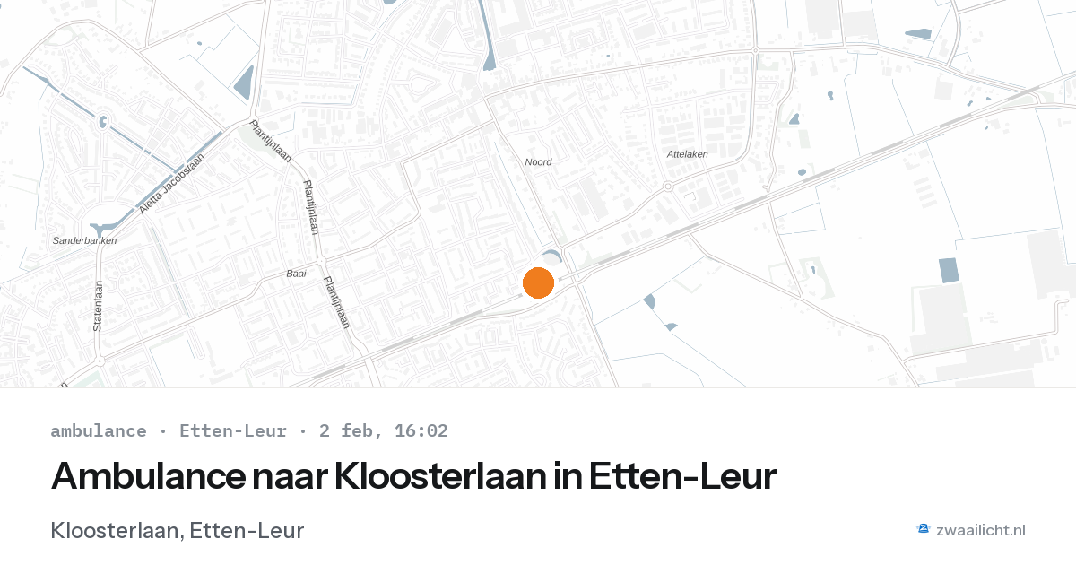 Ambulance naar Kloosterlaan in Etten-Leur — 2 feb 2026