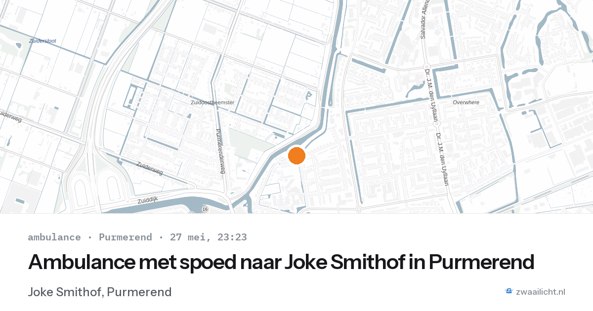 Ambulance met spoed naar Joke Smithof in Purmerend — 27 mei 2026
