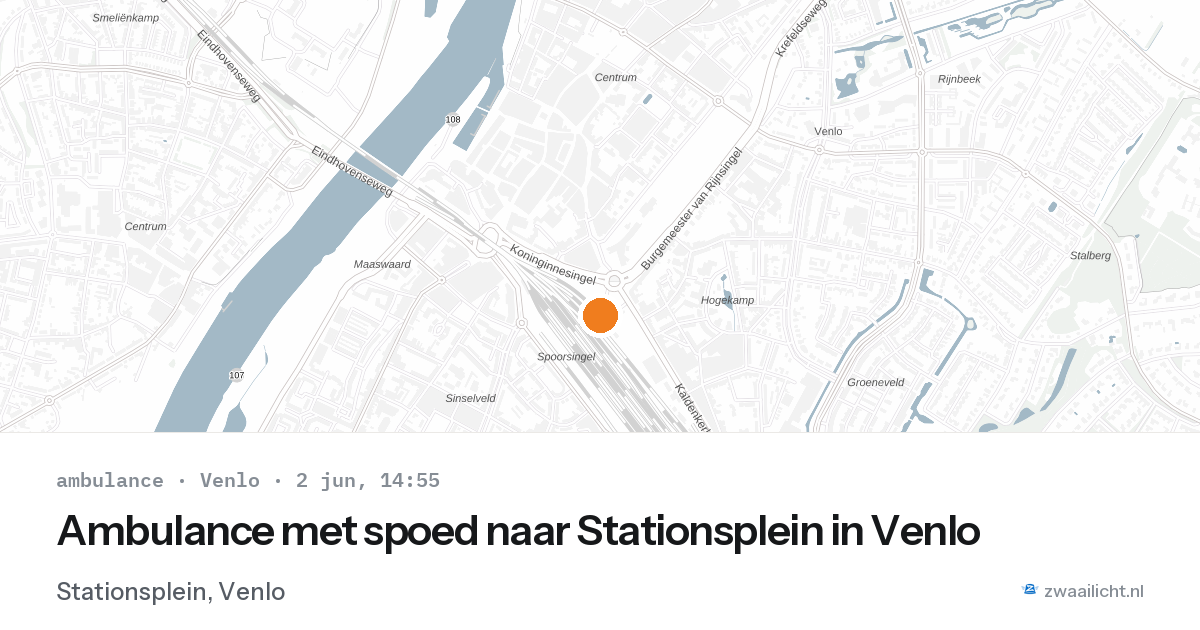 Ambulance met spoed naar Stationsplein in Venlo — 2 jun 2026