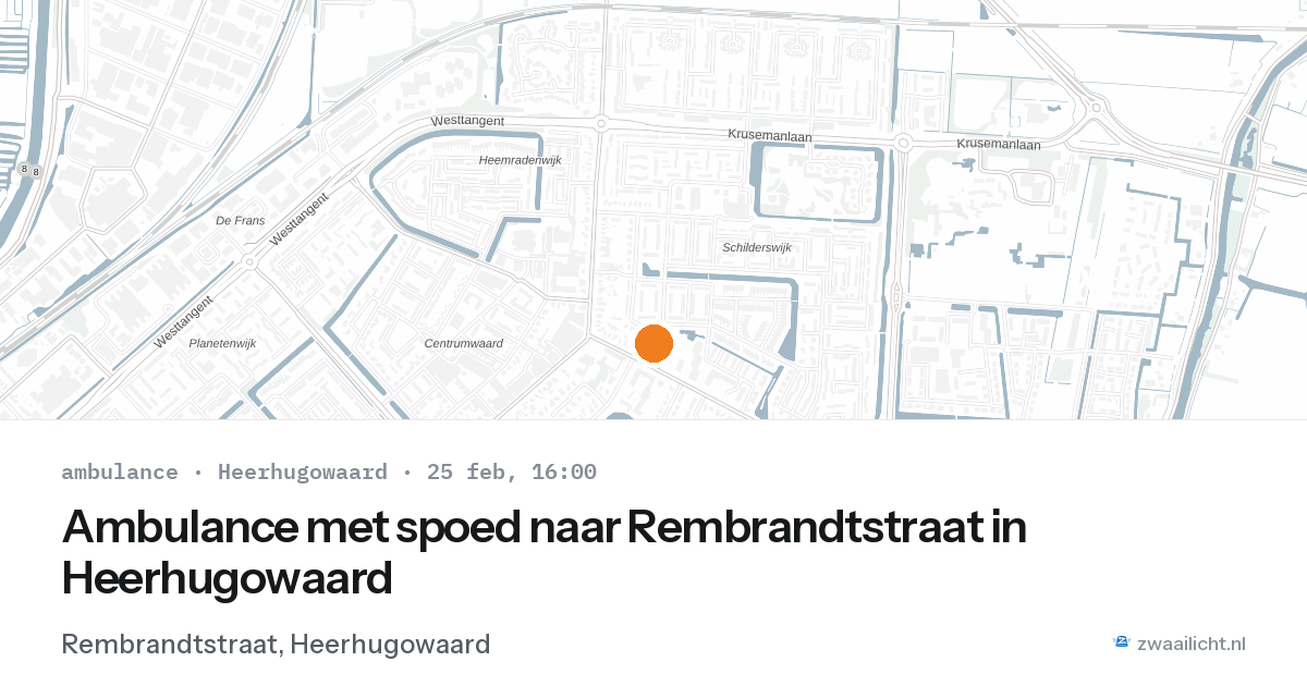 Ambulance met spoed naar Rembrandtstraat in Heerhugowaard — 25 feb 2026