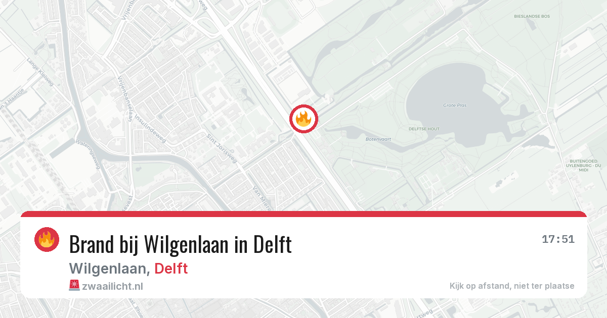 Brand bij Wilgenlaan in Delft — 27 apr 2026