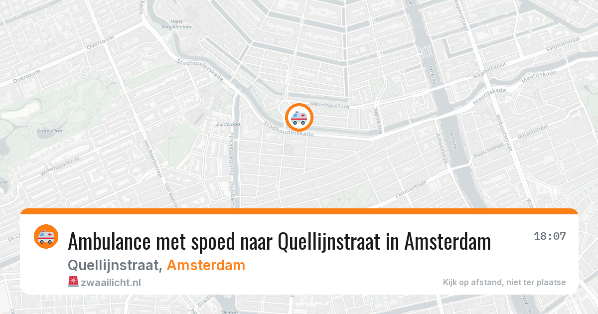 Ambulance met spoed naar Quellijnstraat in Amsterdam — 5 aug 2026