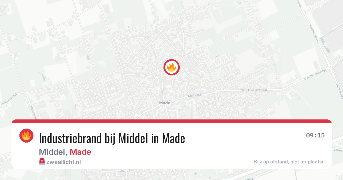 Industriebrand bij Middel in Made — 8 jul 2026
