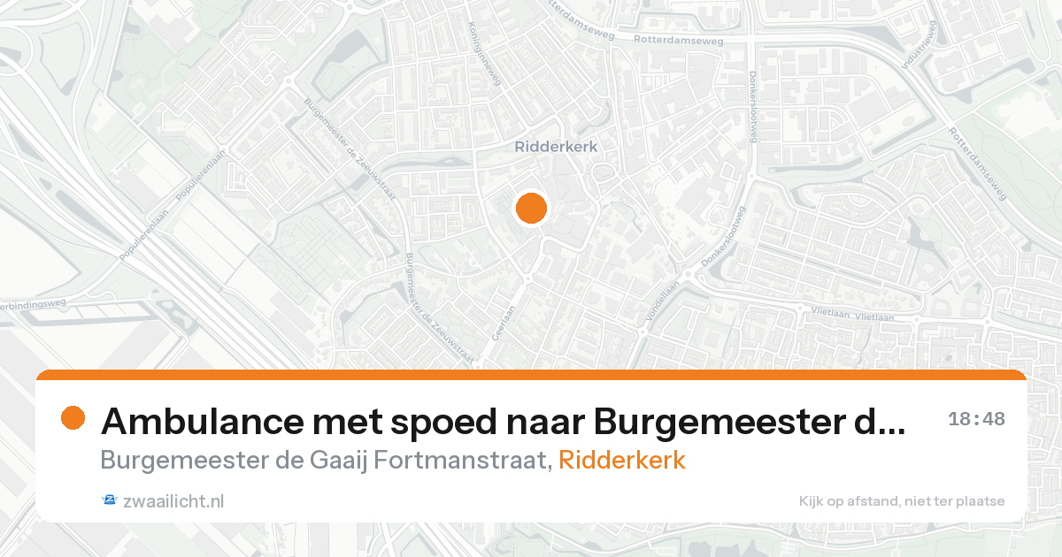Ambulance met spoed naar Burgemeester de Gaaij Fortmanstraat in Ridderkerk — 23 aug 2026