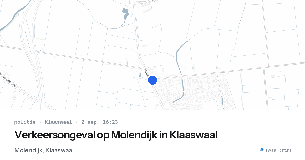 Verkeersongeval op Molendijk in Klaaswaal — 2 sep 2026
