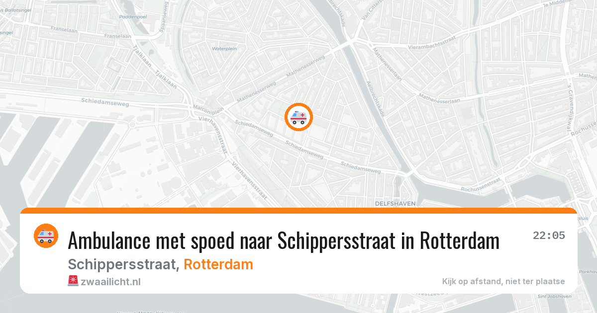 Ambulance met spoed naar Schippersstraat in Rotterdam — 9 aug 2026