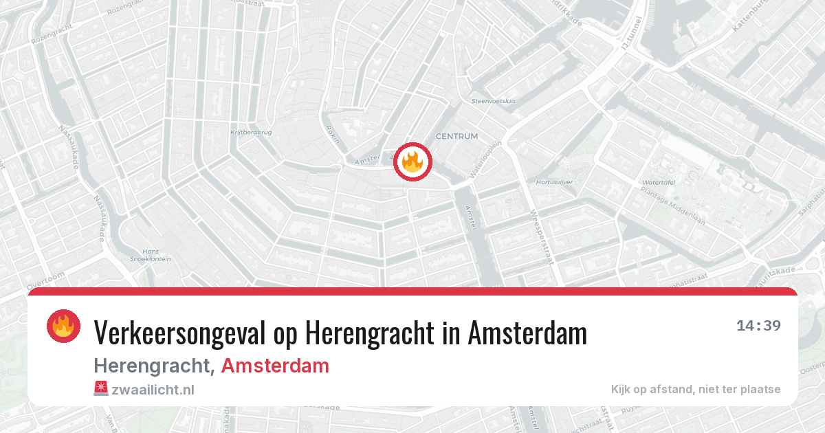 Verkeersongeval op Herengracht in Amsterdam — 24 jun 2026