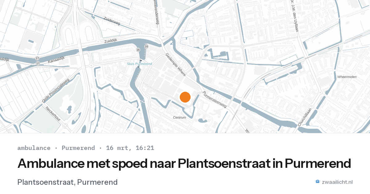 Ambulance met spoed naar Plantsoenstraat in Purmerend — 16 mrt 2026