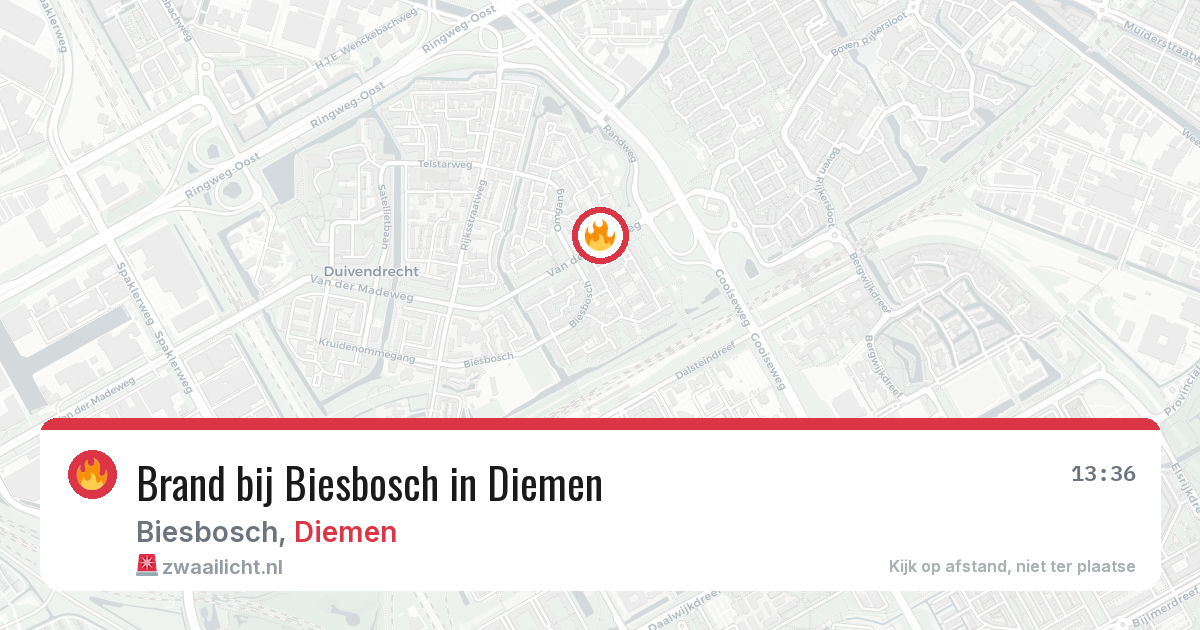 Brand bij Biesbosch in Diemen — 25 apr 2026