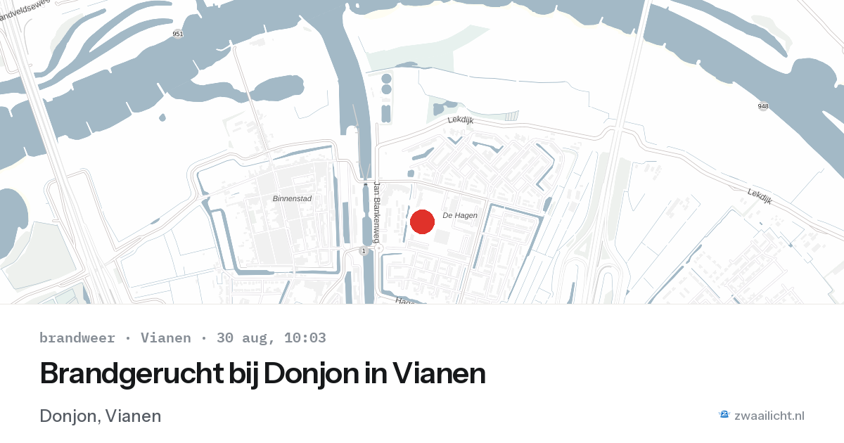 Brandgerucht bij Donjon in Vianen — 30 aug 2026