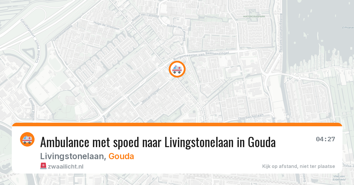 Ambulance met spoed naar Livingstonelaan in Gouda — 12 aug 2026