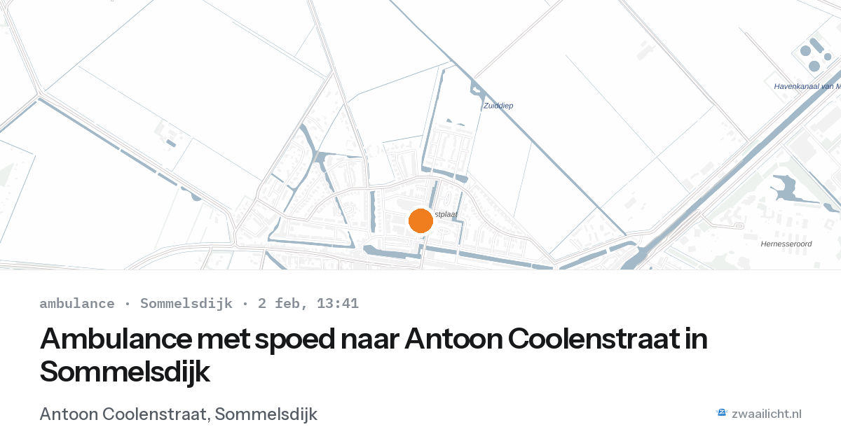 Ambulance met spoed naar Antoon Coolenstraat in Sommelsdijk — 2 feb 2026