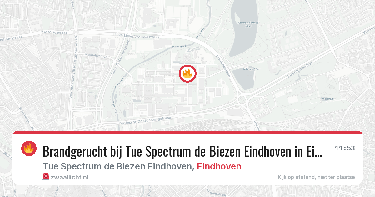 Brandgerucht bij Tue Spectrum de Biezen Eindhoven in Eindhoven — 29 apr 2026