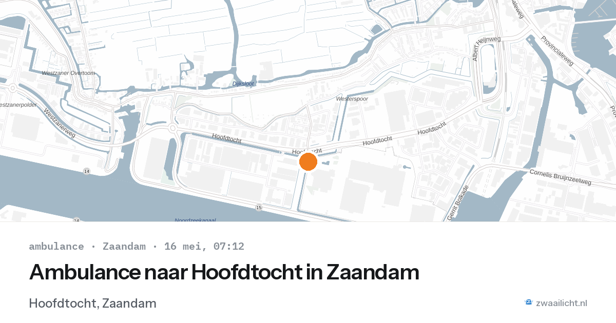 Ambulance naar Hoofdtocht in Zaandam — 16 mei 2026