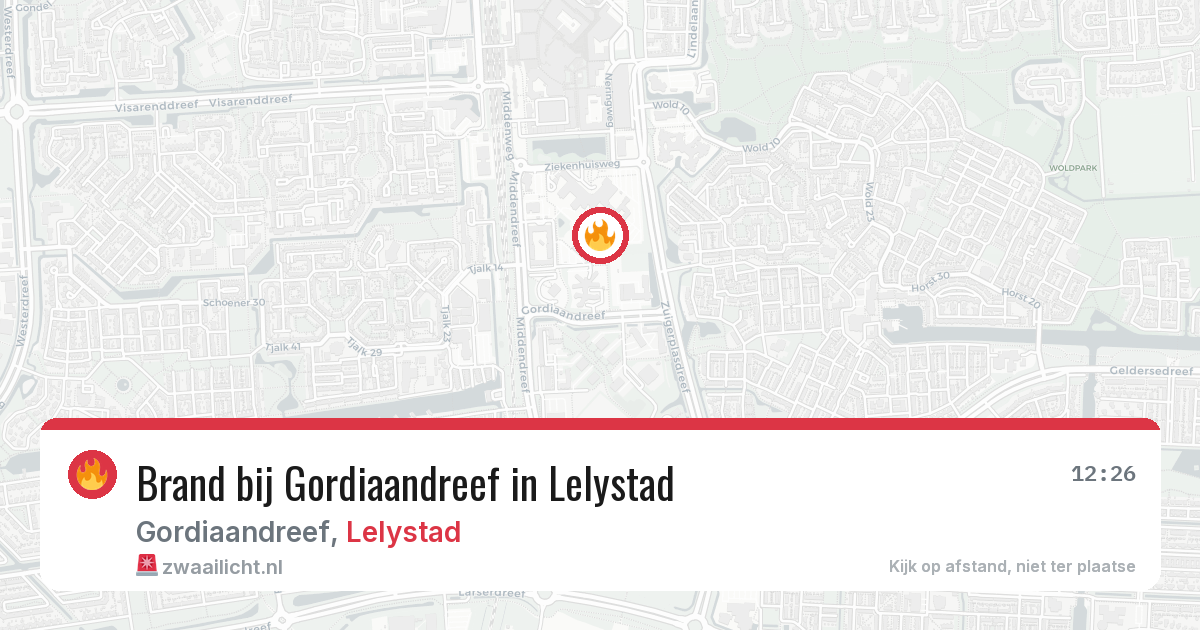 Brand bij Gordiaandreef in Lelystad — 12 aug 2026