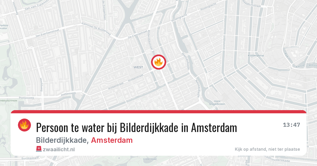 Persoon te water bij Bilderdijkkade in Amsterdam — 28 jun 2026