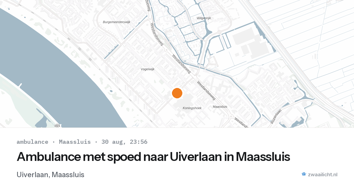Ambulance met spoed naar Uiverlaan in Maassluis — 30 aug 2026