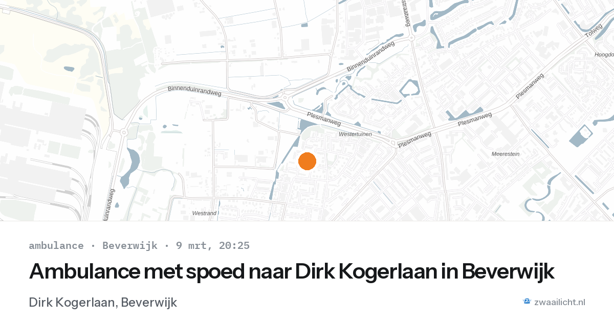 Ambulance met spoed naar Dirk Kogerlaan in Beverwijk — 9 mrt 2026