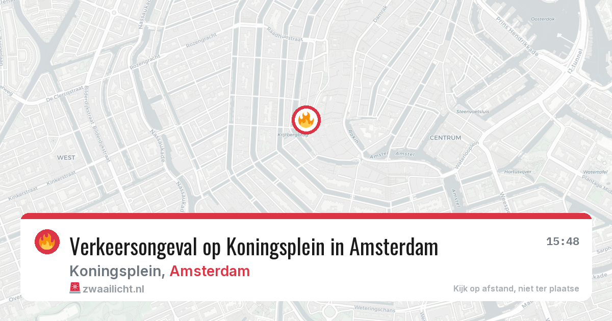 Verkeersongeval op Koningsplein in Amsterdam — 16 mrt 2026