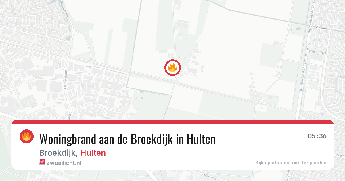 Woningbrand aan de Broekdijk in Hulten — 13 mei 2026