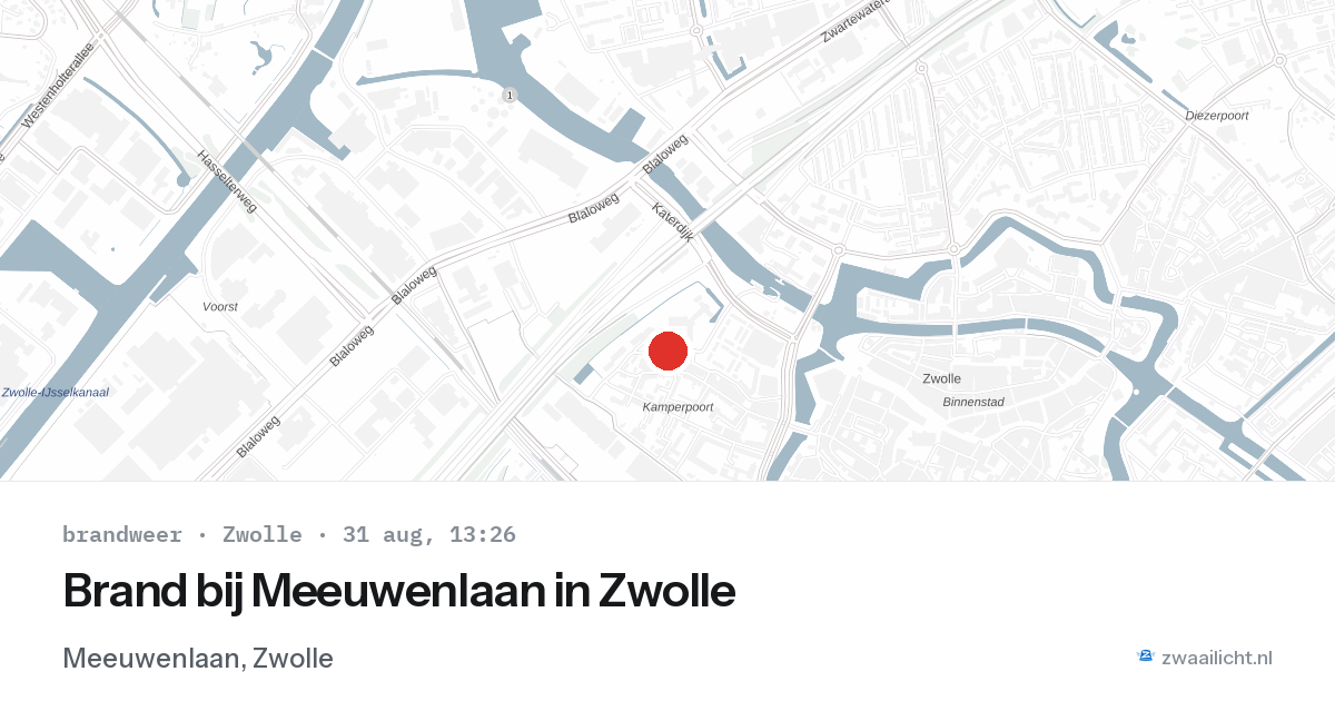 Brand bij Meeuwenlaan in Zwolle — 31 aug 2026
