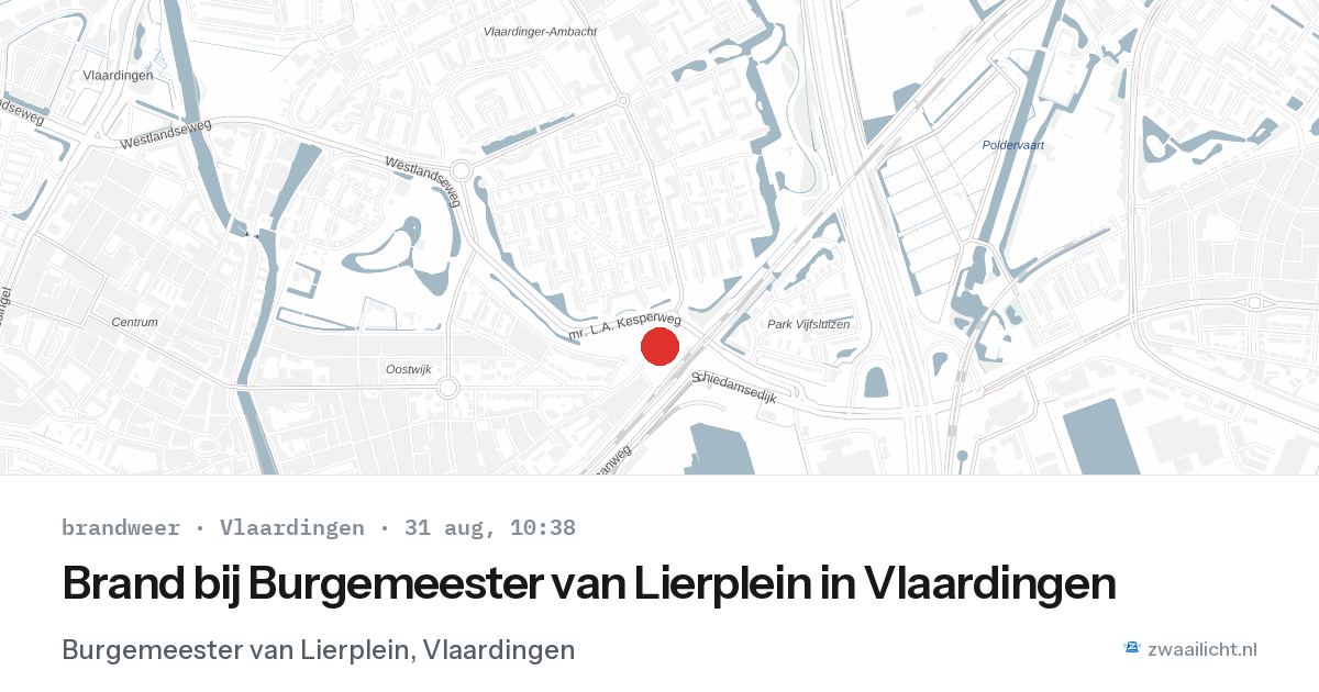 Brand bij Burgemeester van Lierplein in Vlaardingen — 31 aug 2026