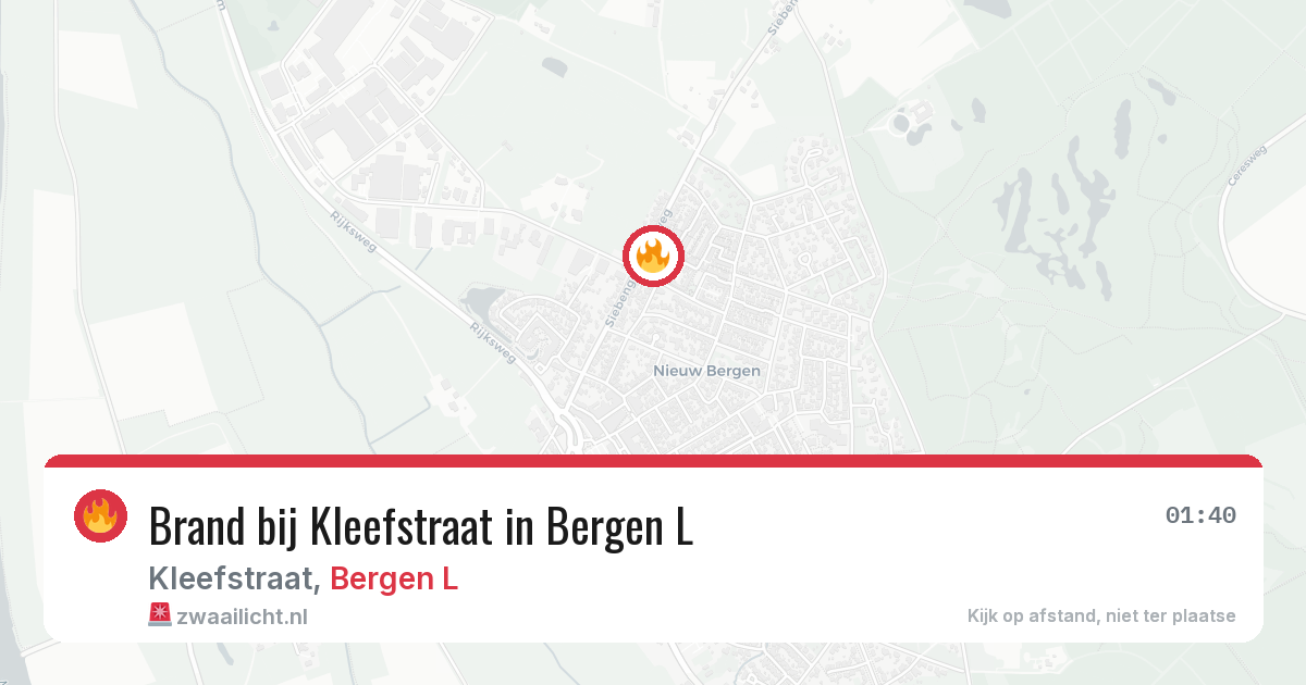 Brand bij Kleefstraat in Bergen L — 19 mei 2026