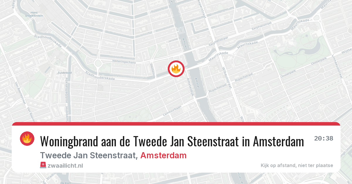 Woningbrand aan de Tweede Jan Steenstraat in Amsterdam — 3 aug 2026