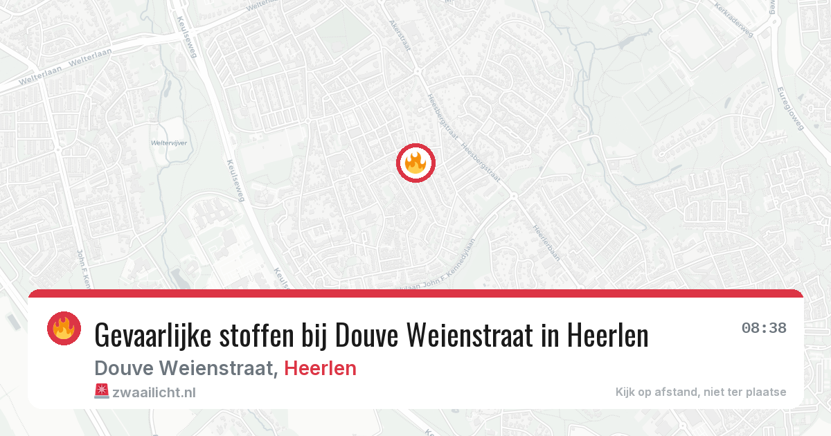 Gevaarlijke stoffen bij Douve Weienstraat in Heerlen — 18 jul 2026