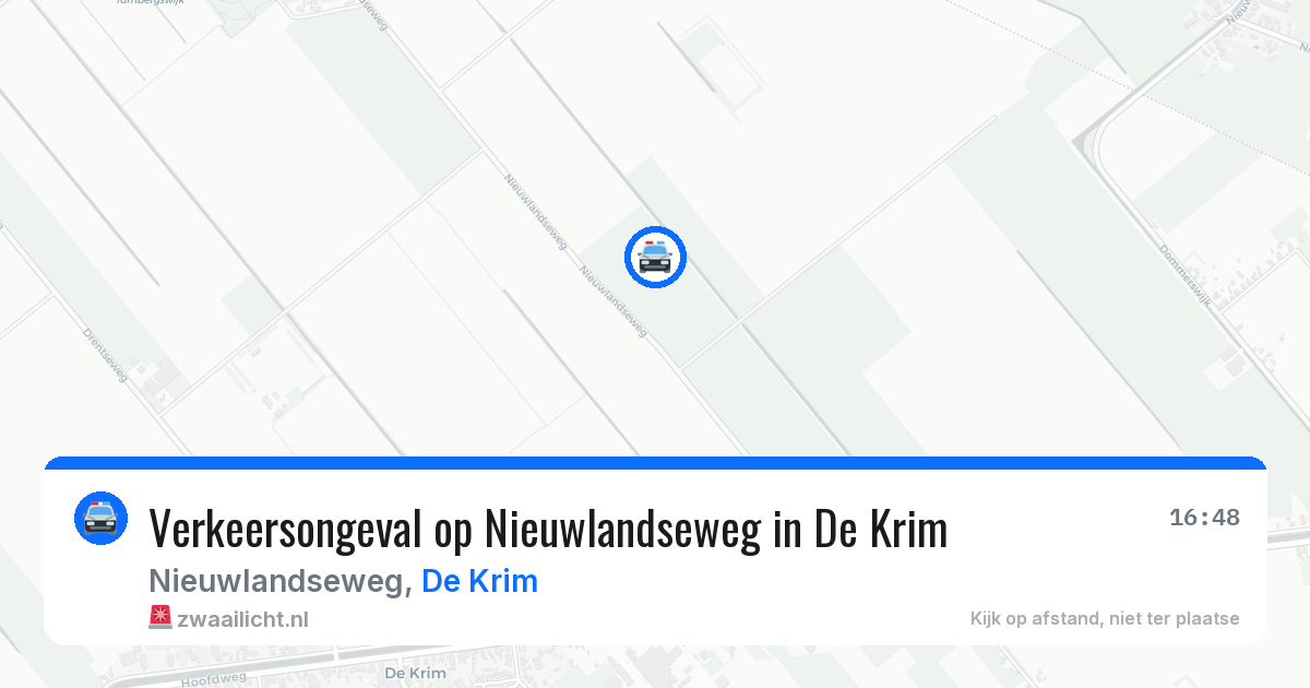 Verkeersongeval op Nieuwlandseweg in De Krim — 7 aug 2026