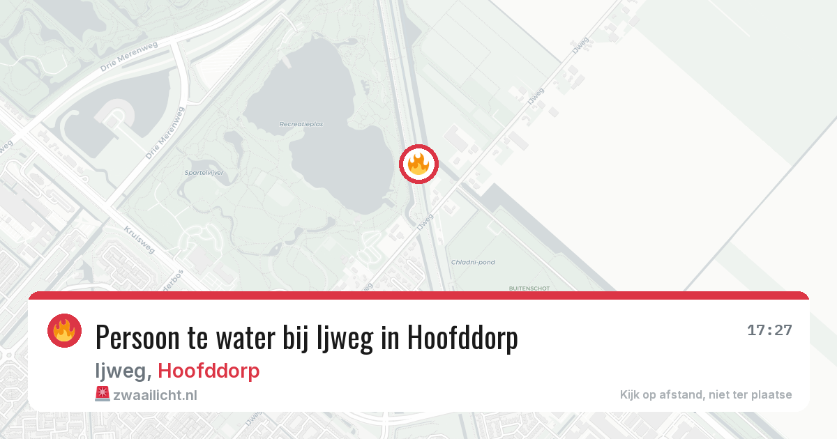 Persoon te water bij Ijweg in Hoofddorp — 29 jul 2026