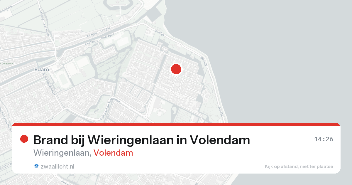 Brand bij Wieringenlaan in Volendam — 19 aug 2026