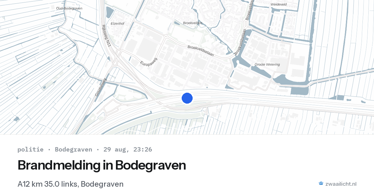Brandmelding in Bodegraven — 29 aug 2026