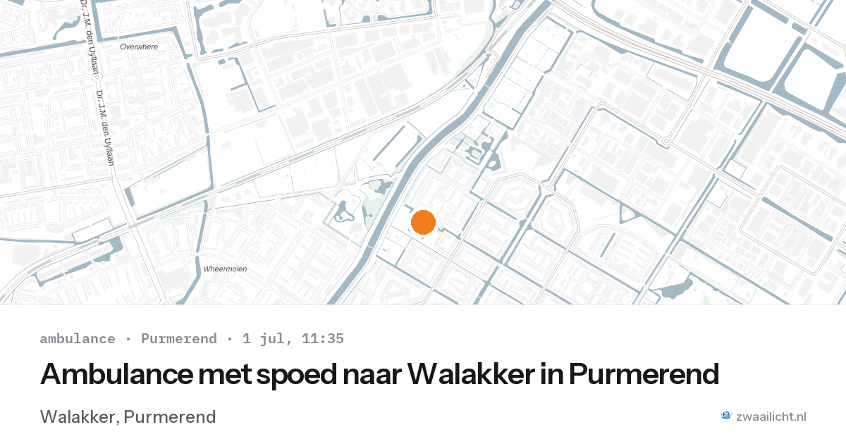 Ambulance met spoed naar Walakker in Purmerend — 1 jul 2026