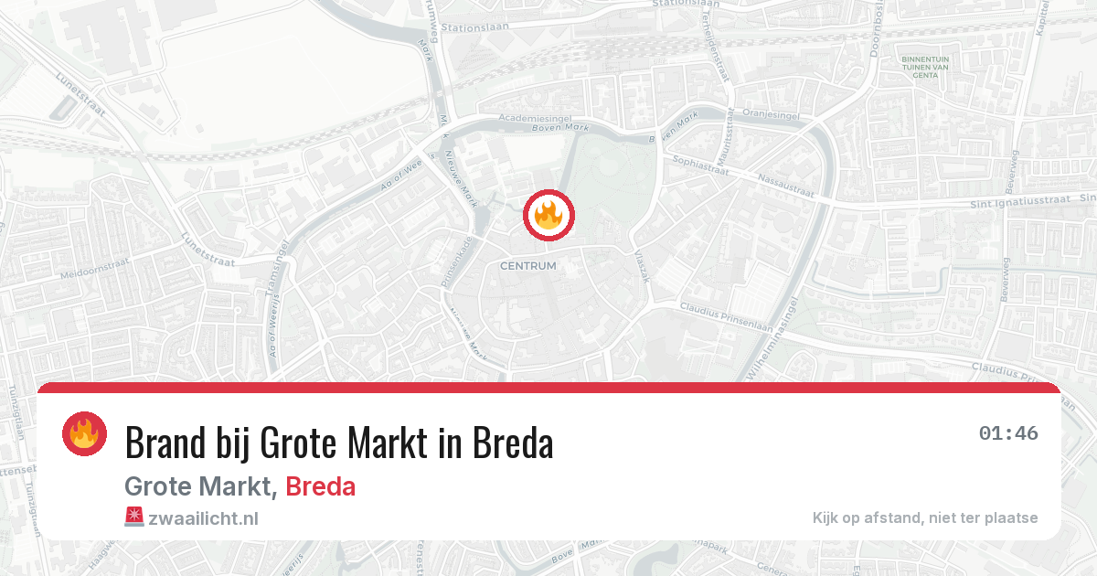 Brand bij Grote Markt in Breda — 18 jul 2026
