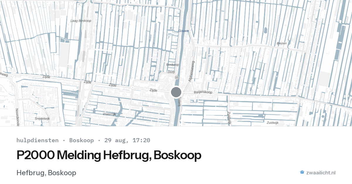 P2000 Melding Hefbrug, Boskoop — 29 aug 2026