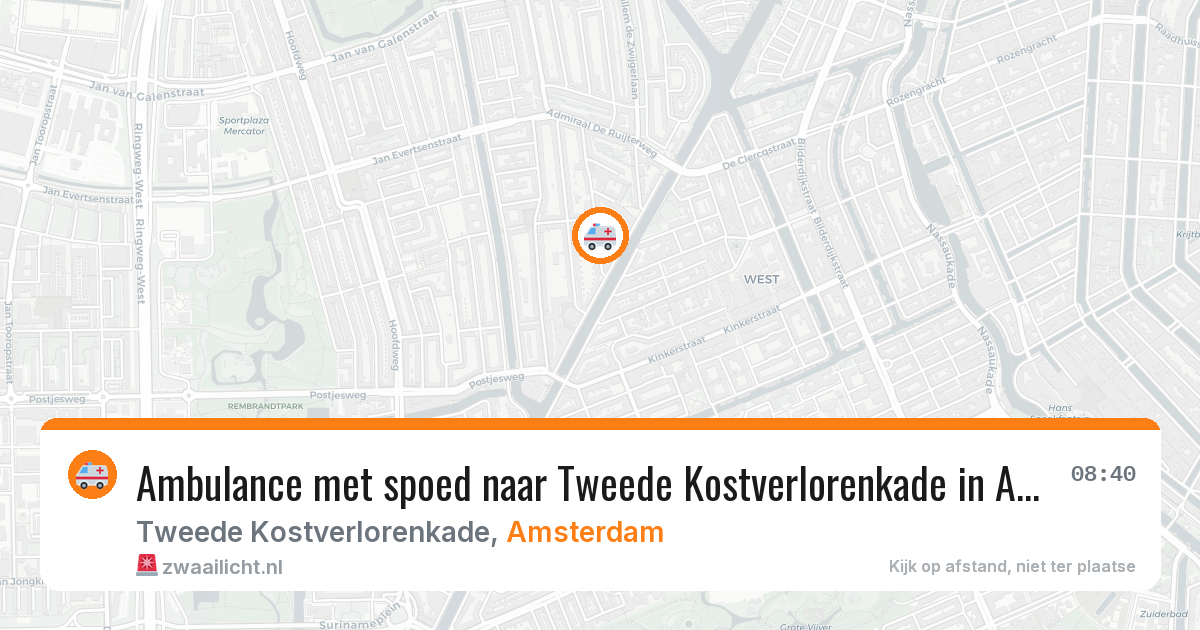 Ambulance met spoed naar Tweede Kostverlorenkade in Amsterdam — 8 jun 2026