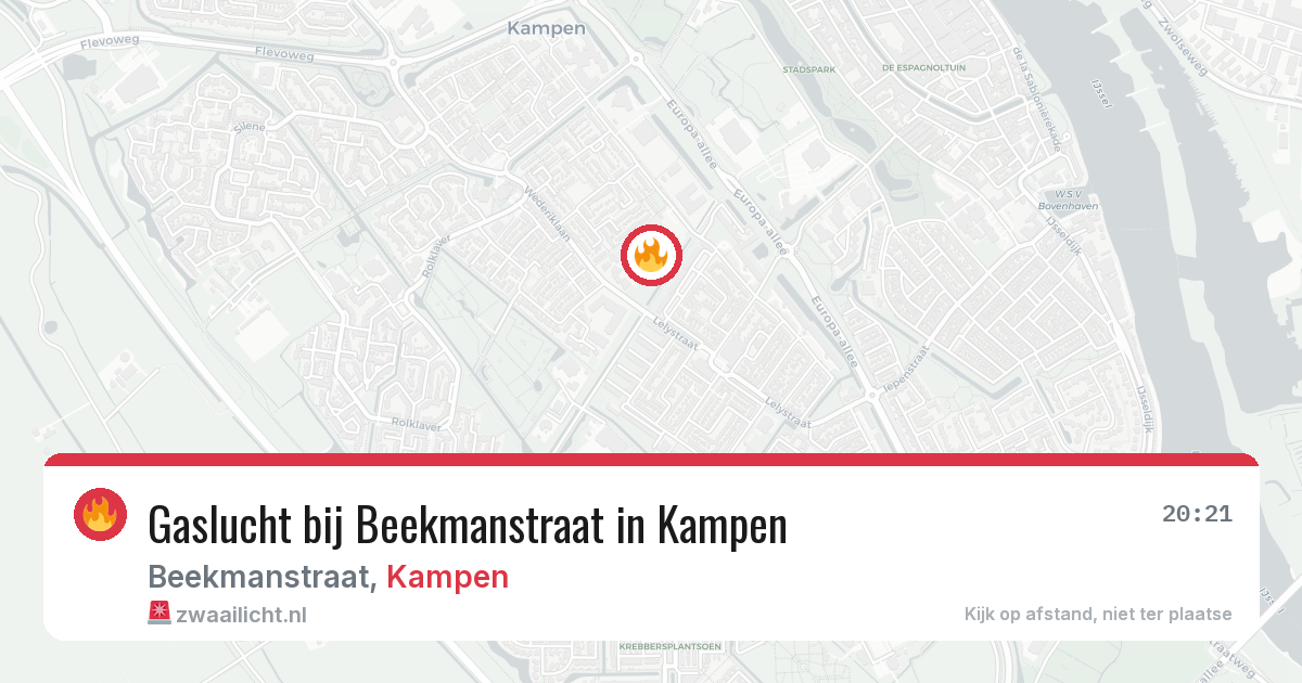 Gaslucht bij Beekmanstraat in Kampen — 22 mrt 2026