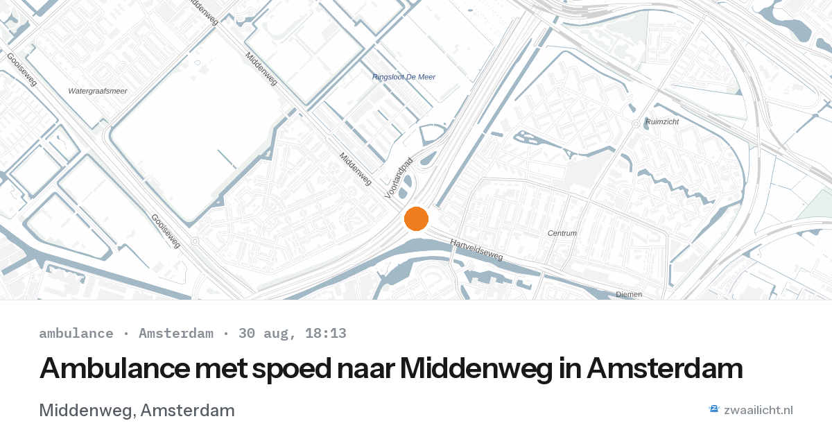 Ambulance met spoed naar Middenweg in Amsterdam — 30 aug 2026