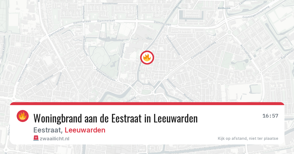 Woningbrand aan de Eestraat in Leeuwarden — 1 jul 2026