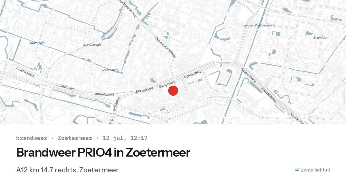 Brandweer PRIO4 in Zoetermeer — 12 jul 2026 | 🚨 Zwaailicht.nl