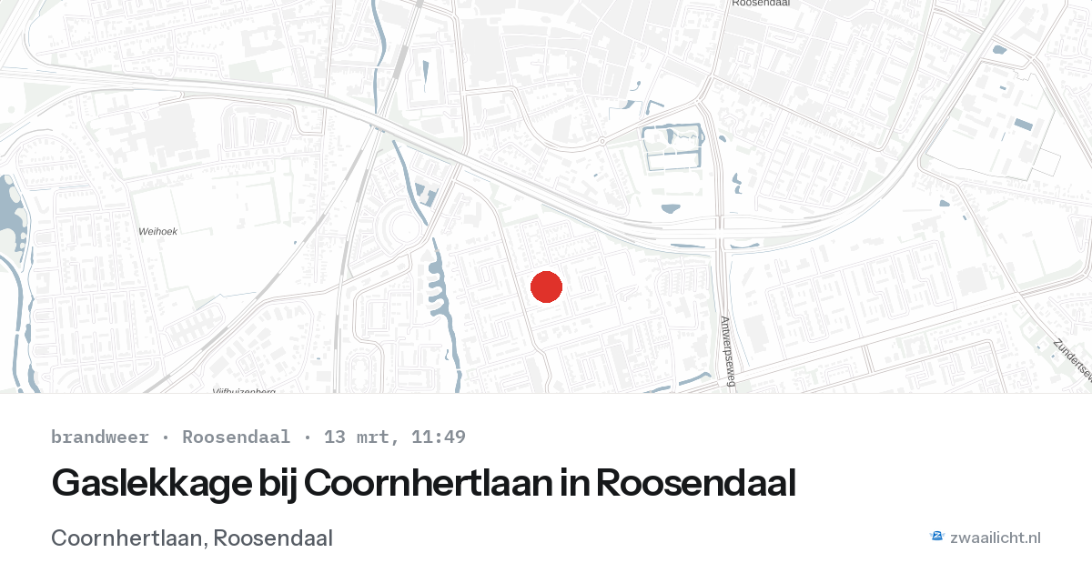 Gaslekkage bij Coornhertlaan in Roosendaal — 13 mrt 2026