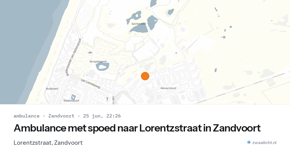 Ambulance met spoed naar Lorentzstraat in Zandvoort — 25 jun 2026