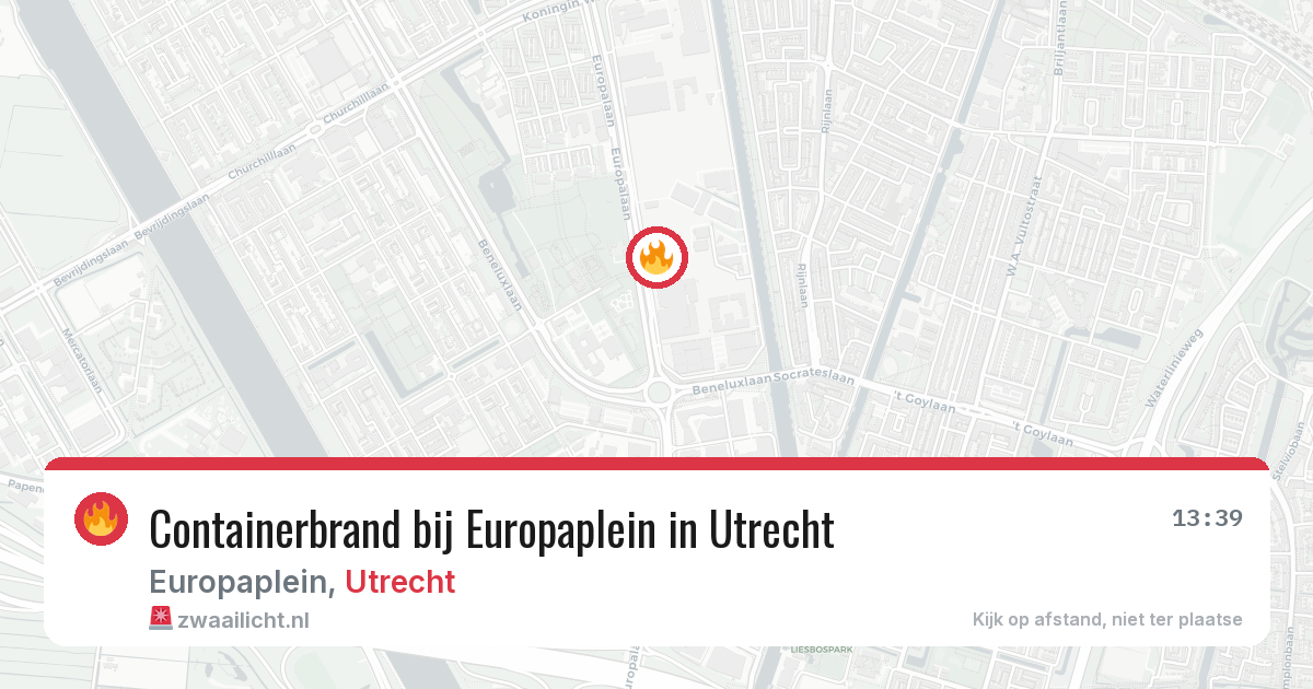 Containerbrand bij Europaplein in Utrecht — 2 aug 2026