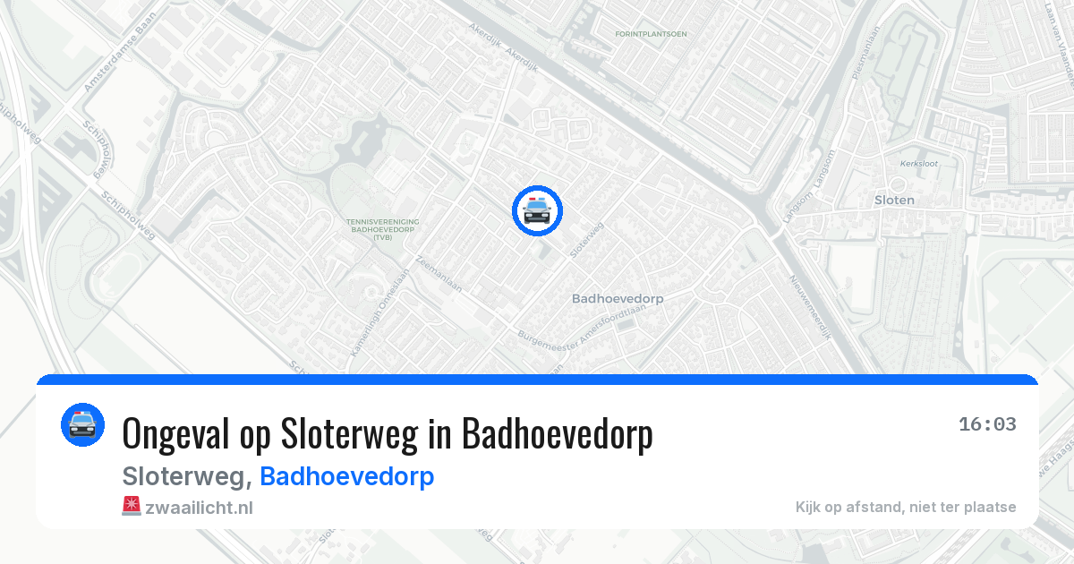 Ongeval op Sloterweg in Badhoevedorp — 3 aug 2026