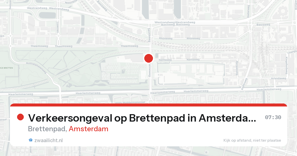 Verkeersongeval op Brettenpad in Amsterdam — 24 aug 2026