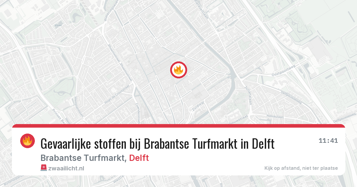 Gevaarlijke stoffen bij Brabantse Turfmarkt in Delft — 20 mei 2026